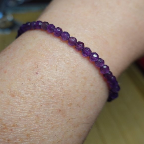(NWT) Genuine Faceted & Smooth Amethyst (3) Bracelet Stack/Set - Picture 7 of 11